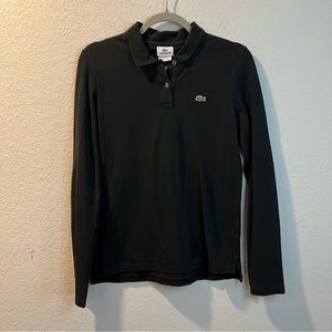 Women’s Lacoste black long sleeve collard polo shirt size 40